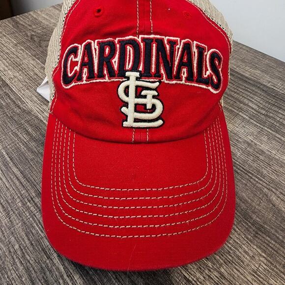 MLB St. Louis, MO Cardinals Red Green and Tan Trawler Hat OS Retro Vintage 90s - Picture 3 of 8